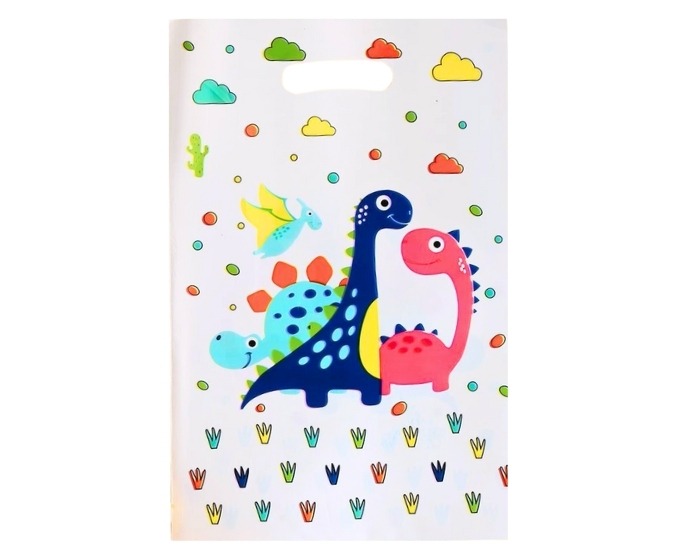 Uitdeelzakjes Dino - 16,5x25cm - 12 stuks afbeelding