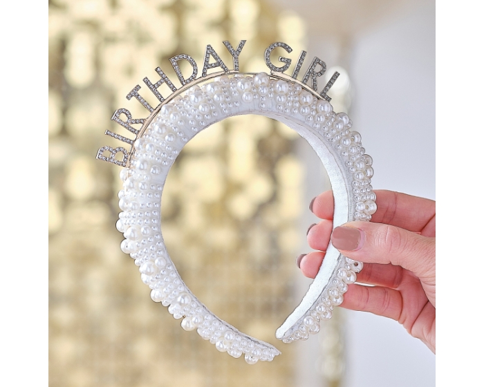 Haarband Birthday Girl met Parels Ginger Ray afbeelding
