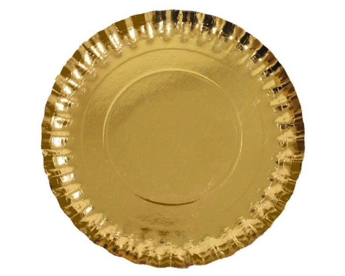 Kartonnen Dienblad Rond Metallic Goud afbeelding