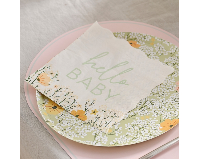Servetten Hello Baby Floral Ginger Ray (16st) afbeelding