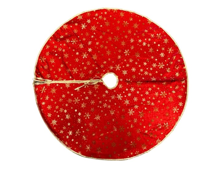 Kerstboomrok Rood Metallic Sneeuwvlok - 90cm afbeelding
