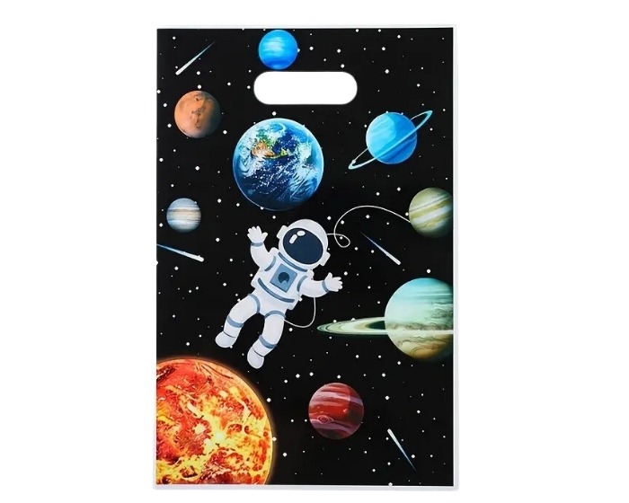 Uitdeelzakjes Space - 16,5x25cm - 12 stuks afbeelding