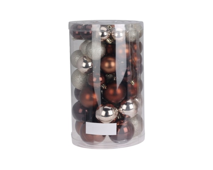 Kerstballen Bruin&Zilver - 60 stuks afbeelding