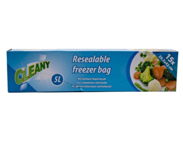 Hersluitbare Diepvrieszak 5L Cleany (15st) afbeelding