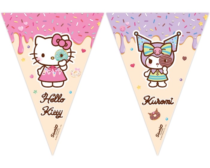 Papieren Vlaggenlijn Hello Kitty&Kuromi - 2,3 meter afbeelding