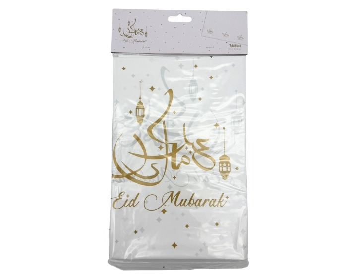 Tafelkleed Eid Mubarak - Wit&Goud - 120x180cm afbeelding
