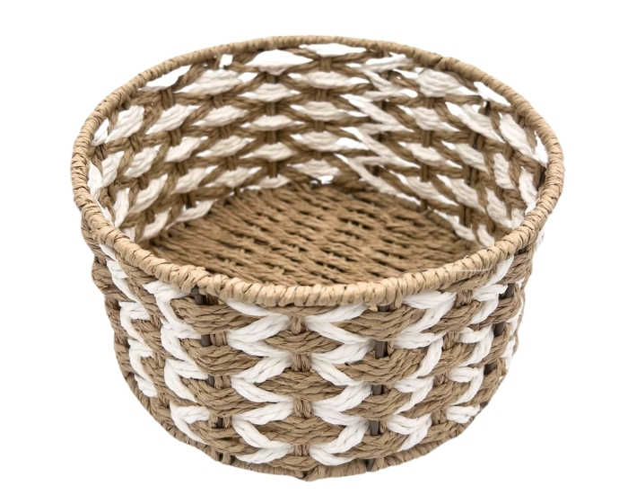 Mand Rond Groot Bruin/Wit (19cm) afbeelding