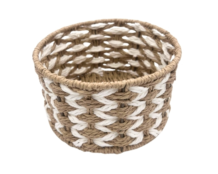 Mand Rond Middel Bruin/Wit (19cm) afbeelding