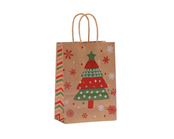 Cadeautasjes Kerstboom Kraft (6st) afbeelding
