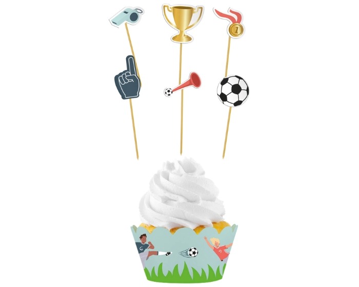 Cupcake Decoratieset Voetbal - 6 stuks afbeelding