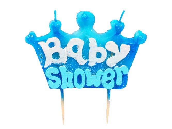 Kaars Babyshower Kroon Blauw afbeelding