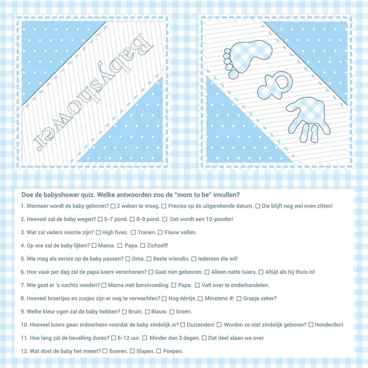Servetten'Babyshower'Blauw + Quiz afbeelding