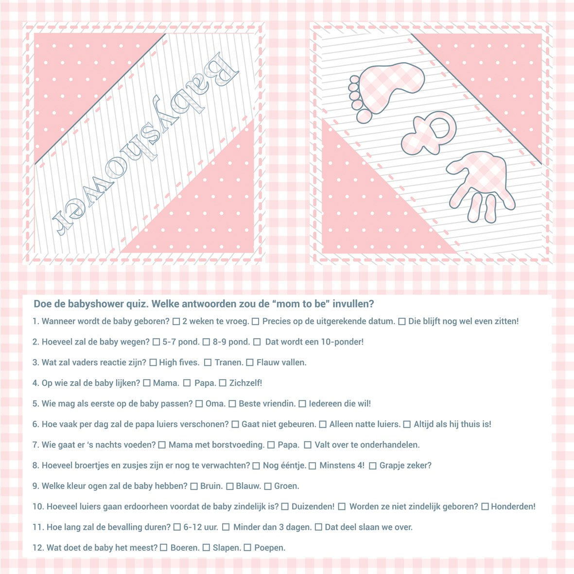 Servetten'Babyshower'Roze + Quiz afbeelding