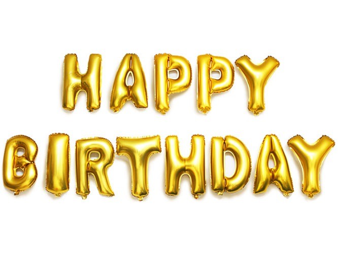Folieballon'Happy Birthday'Goud afbeelding