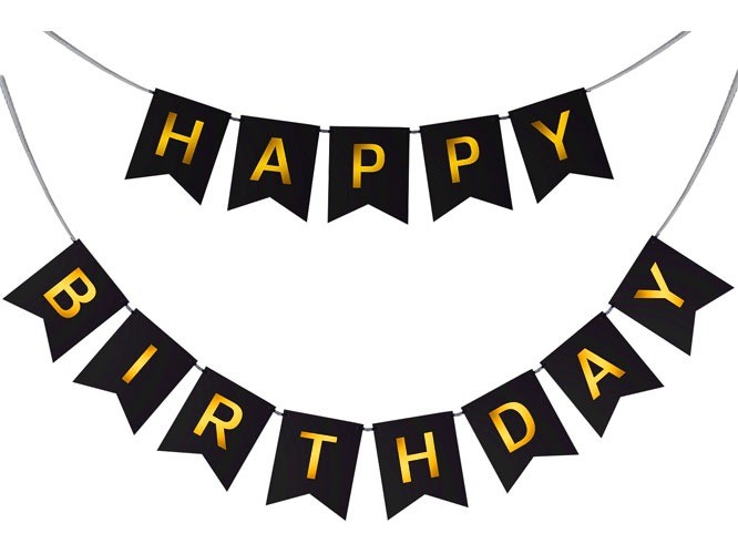 Slinger'Happy Birthday'Zwart afbeelding