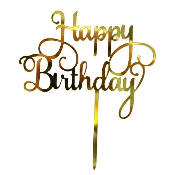 Cake Topper'Happy Birthday'Goud afbeelding