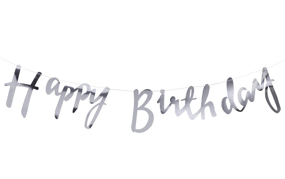 'Happy Birthday'Garland Zilver afbeelding