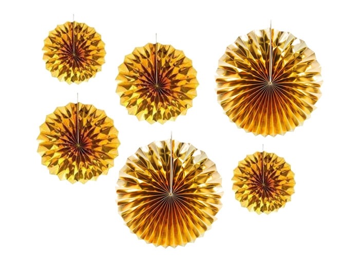 Deco Waaiers Metallic Goud 6dlg afbeelding