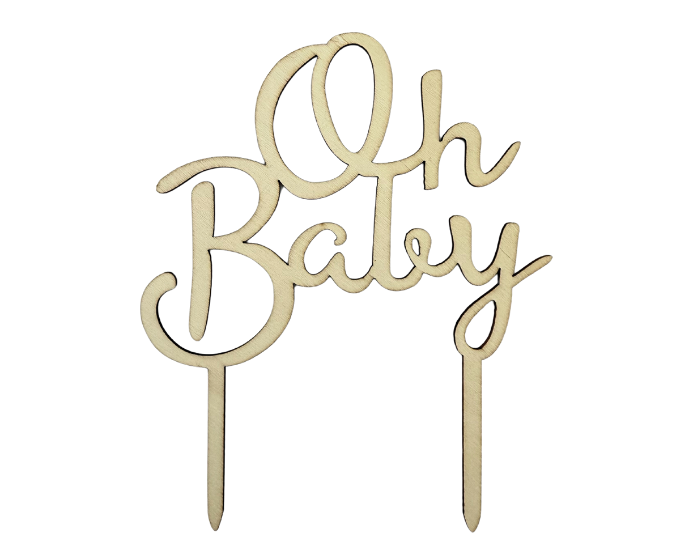 Taarttopper Oh Baby - Hout - 12x15cm afbeelding