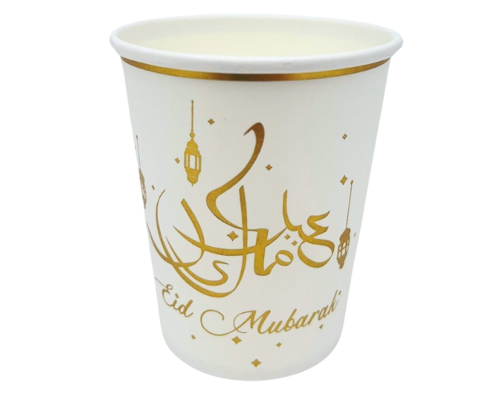 Bekers Eid Mubarak - Wit&Goud - 8 stuks afbeelding