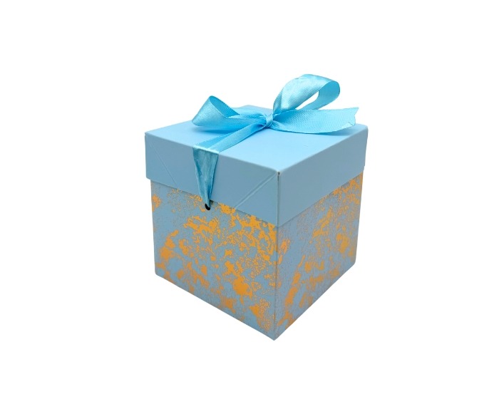 Cadeaudoos Marmer Blauw&Goud - 10x10x10cm afbeelding