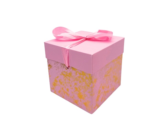 Cadeaudoos Marmer Roze&Goud - 10x10x10cm afbeelding