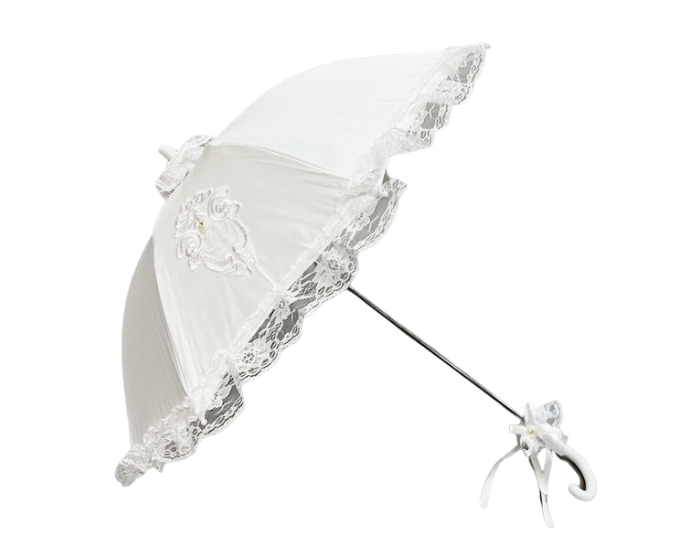 Hand Parasol Satijn Wit afbeelding