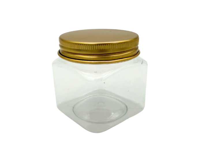 Plastic Potjes Vierkant met gouden deksel - 5x5x5cm - 12 stuks afbeelding