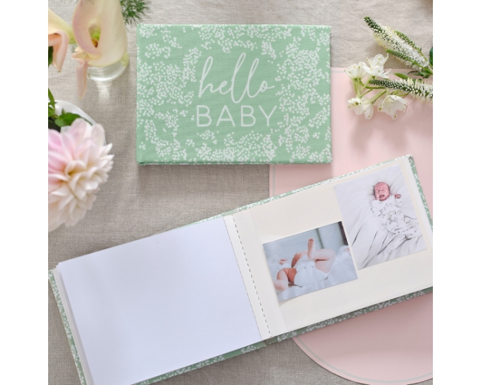 Linnen Fotoalbum Hello Baby Floral Ginger Ray afbeelding