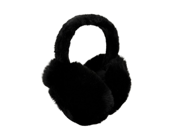 Fluffy Oorwarmer Imitatiebont Zwart afbeelding