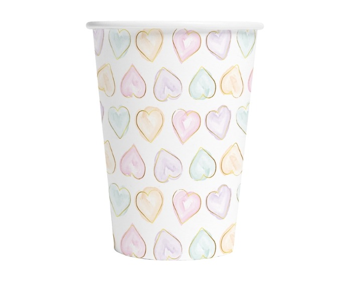 Bekers Watercolor Hearts - 210ml - 8 stuks afbeelding