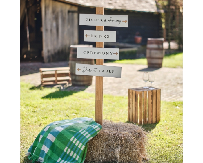 Houten Wegwijzer pijlen Rustic Romance Ginger Ray afbeelding