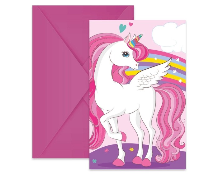 Uitnodigingen Unicorn - 6 stuks afbeelding