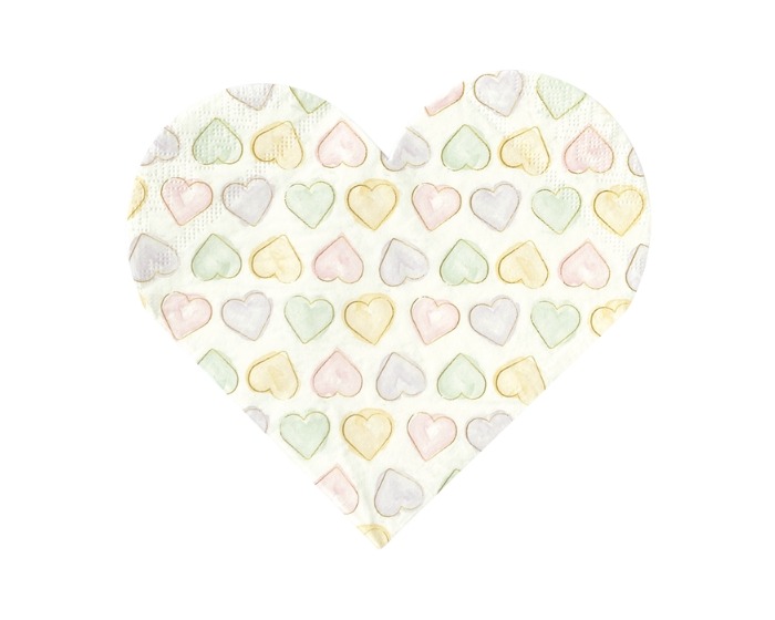 Servetten Watercolor Hearts - 33x33cm - 20 stuks afbeelding