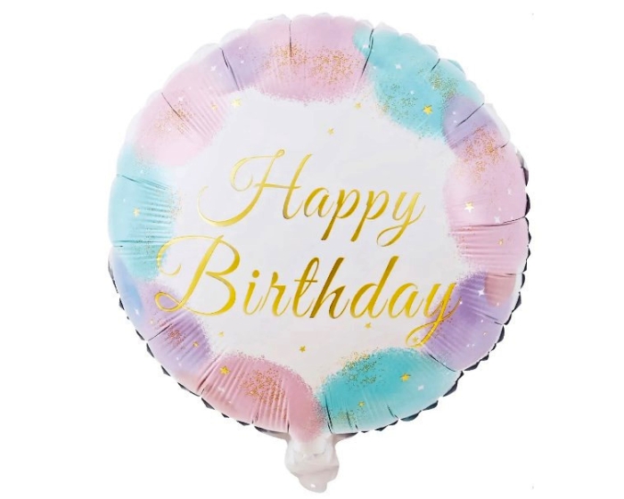 Folieballon Happy Birthday Pastel&Goud (45cm) afbeelding