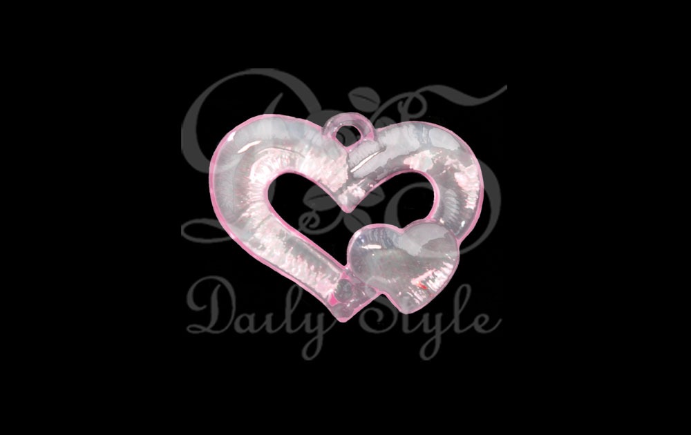 Acryllen Hart Amulet Roze (12st) afbeelding
