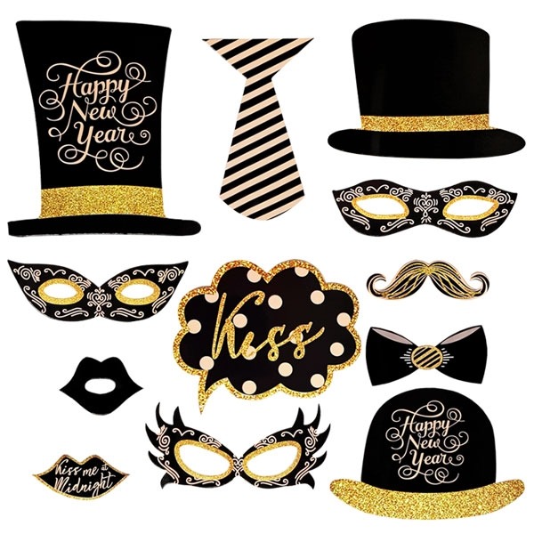 Photo Booth Kit Happy New Year (12st) afbeelding