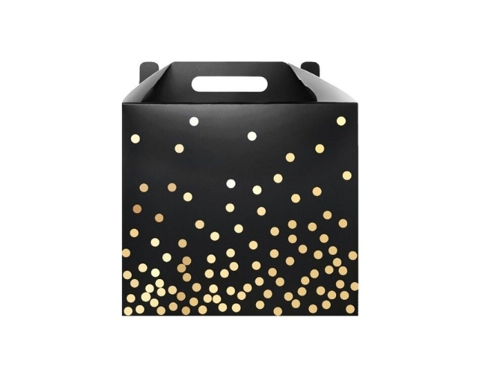 Cadeaudoos Dots Zwart/Goud 12cm (3st) afbeelding