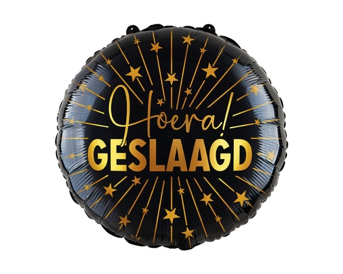 Folieballon Hoera Geslaagd Zwart&Goud - 45cm afbeelding