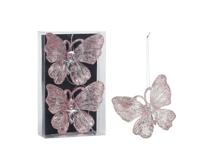 Hangdeco Vlinder Glitter Roze (2st) afbeelding