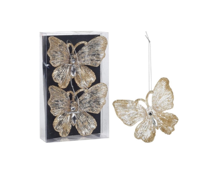 Hangdeco Vlinder Glitter Goud (2st) afbeelding