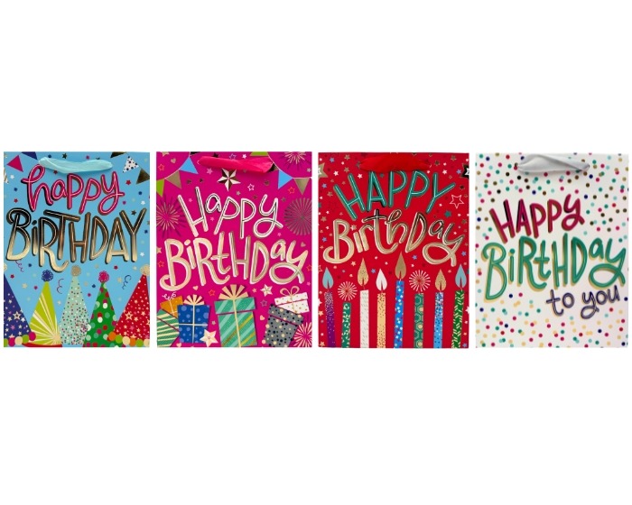 Cadeautasje Happy Birthday Mix Klein - 18x10x23cm - 12 stuks afbeelding