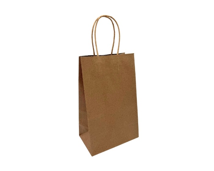 Papieren Tasjes Middel Kraft Bruin - 13x8x21cm - 10 stuks afbeelding