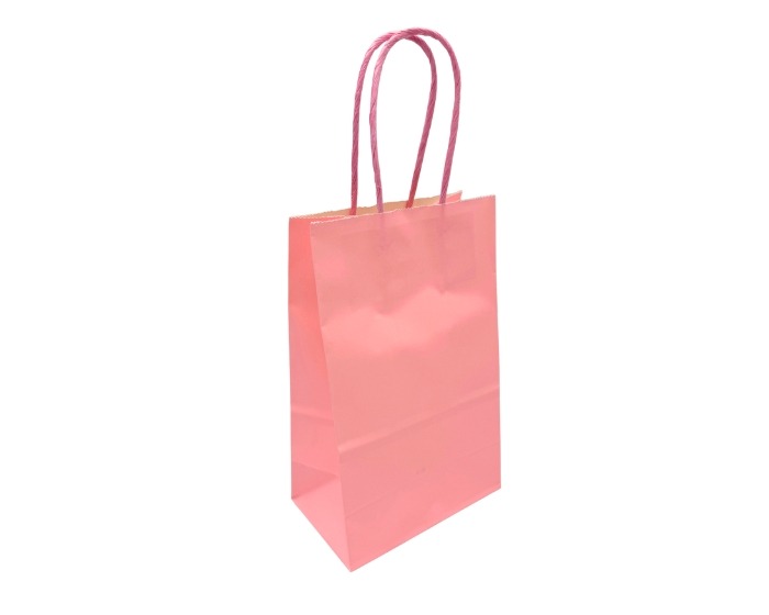 Papieren Tasjes Middel Roze - 13x8x21cm - 10 stuks afbeelding