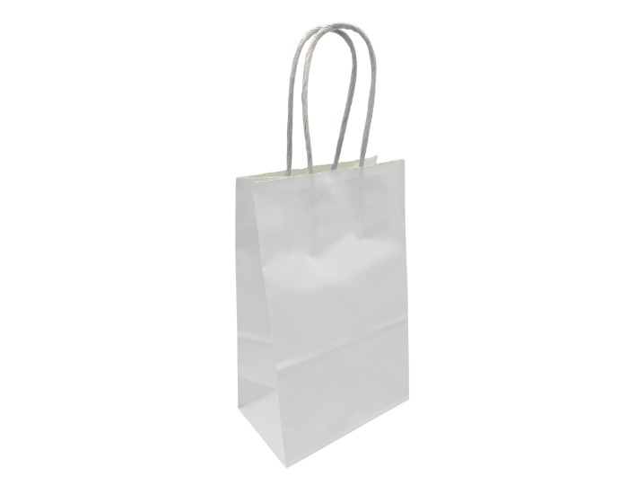 Papieren Tasjes Middel Wit - 13x8x21cm - 10 stuks afbeelding