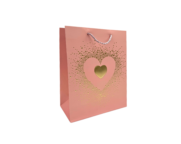 Cadeautas Hart Roze Klein - 18x10x23cm - 12 stuks afbeelding