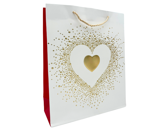 Cadeautas Hart Wit Medium - 26x10x32cm - 12 stuks afbeelding