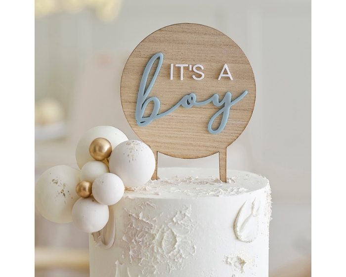 Houten Taarttopper It's a Boy Ginger Ray afbeelding