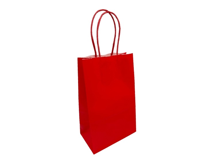 Papieren Tasjes Middel Rood - 13x8x21cm - 10 stuks afbeelding