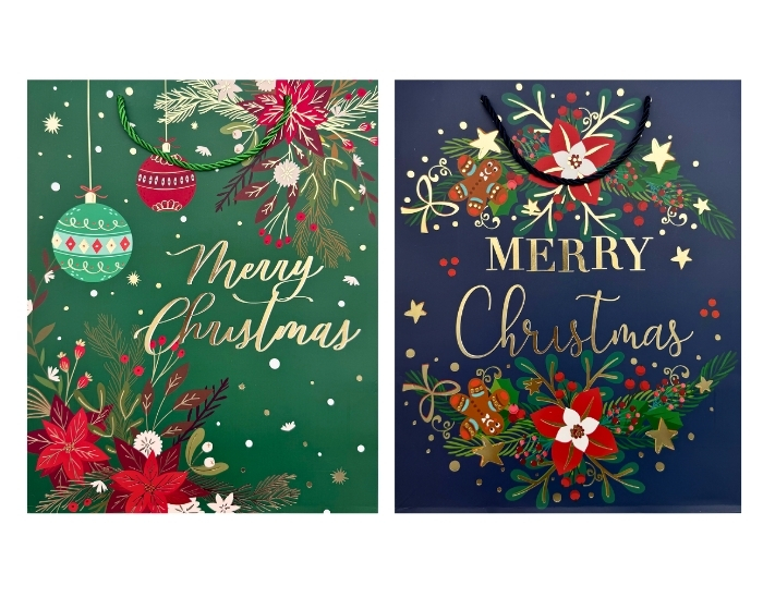 Cadeautas Merry Christmas Blauw of Groen (26x10x32cm) afbeelding